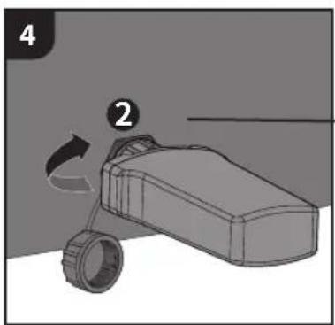 3D diagram of a mechanical device with labeled parts (no text or symbols present)