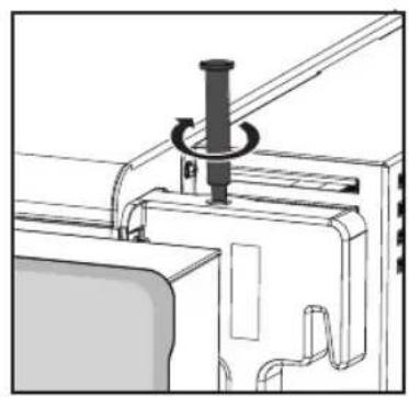 Technical line drawing of a mechanical assembly with a circular component inserted into a housing (no text or symbols)