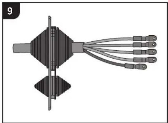 Diagram of a mechanical or electrical connector with multiple wires and a central shaft (no text or symbols)