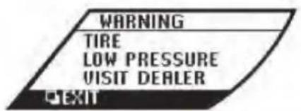WARNING TIRE LOW PRESSURE VISIT DEALER EXIT