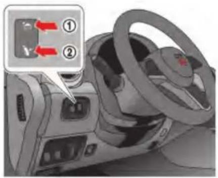 Diagram of a car interior showing directional control buttons with numbered annotations