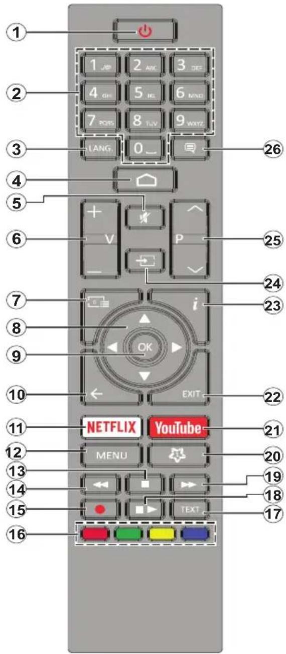1 2 3 4 5 6 7 8 9 WXYZ LANG. 0_ 4 5 6 7 i OK EXIT 22 11 NETFLIX YouTube 12 MENU 13 14 15 TEXT 16