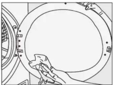 BEKO B5T6102333WCSHBC - Filtry na vlákna (vnitřní a vnější filtry) /Čištění vnitřního povrchu nakládacích dveří - 7
