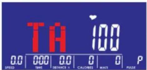 TH 100 0.0 000 0.0 0 0 P SPEED TIME DISTANCE 0 CALORIES WAIT PULSE