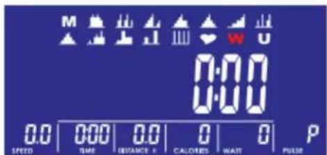 M W U 0:00 0:00 0.0 | 0:00 | 0.0 | 0 | 0 | P SPEED TIME DISTANCE X CALORIES WAIT PULSE