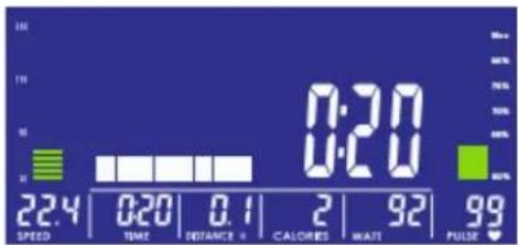 22.4 0:20 0.1 2 92 99 SPEED TIME DISTANCE = CALORIES WAIT PULSE