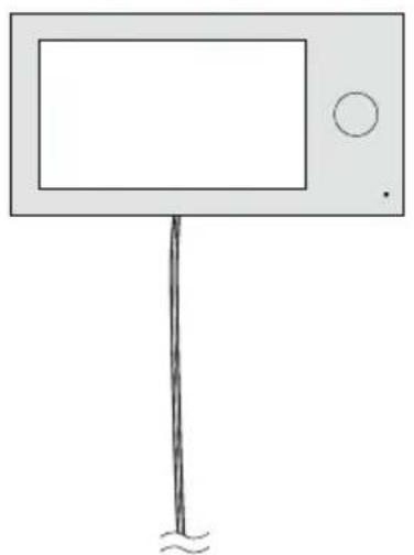 Simple line drawing of a rectangular sign with a vertical line and a small circle on the top, no text or symbols present.