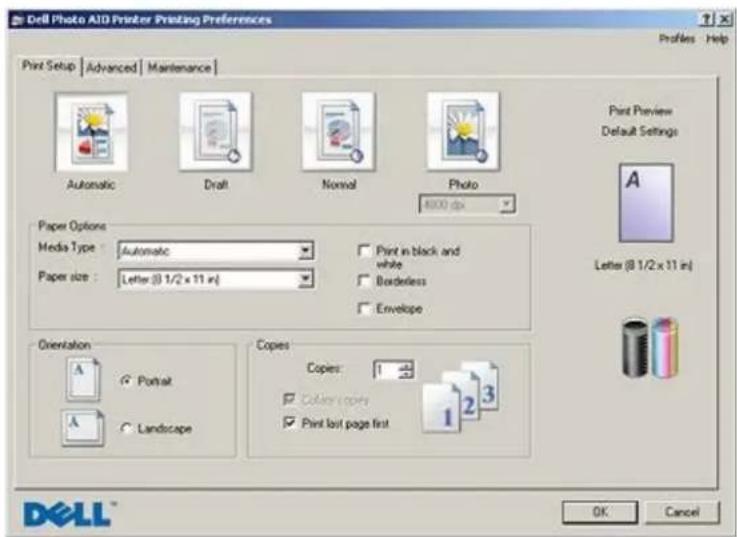 DELL 948 All In One - Použití Předvoleb tisku - 1
