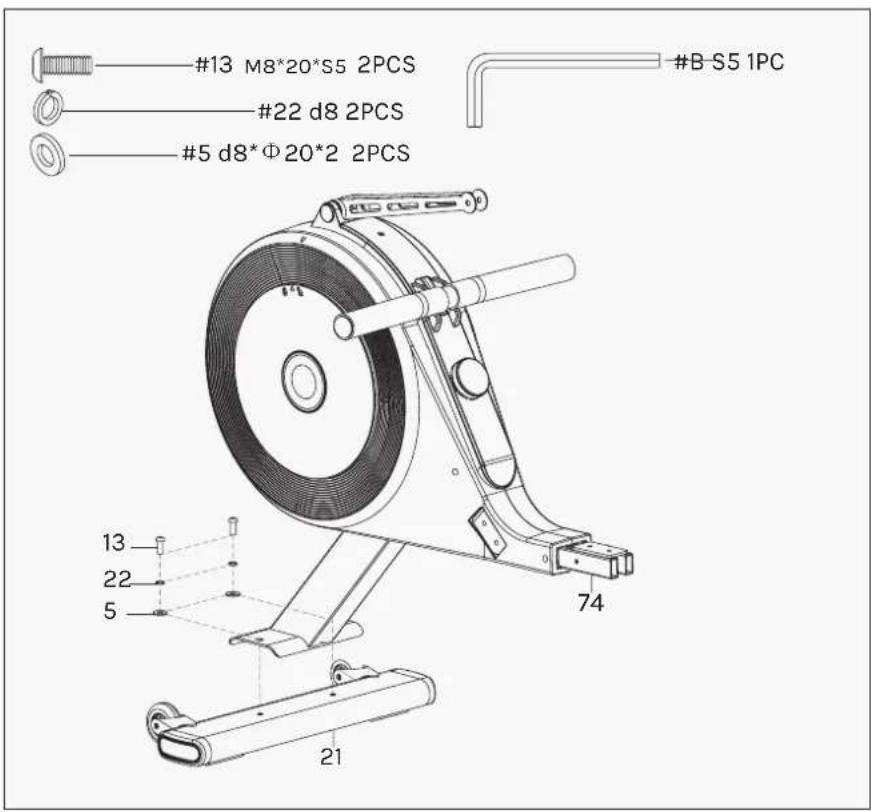 #13 M8*20*S5 2PCS #22 d8 2PCS #5 d8*Φ20*2 2PCS #B-S5 1PC 13 22 5 74 21