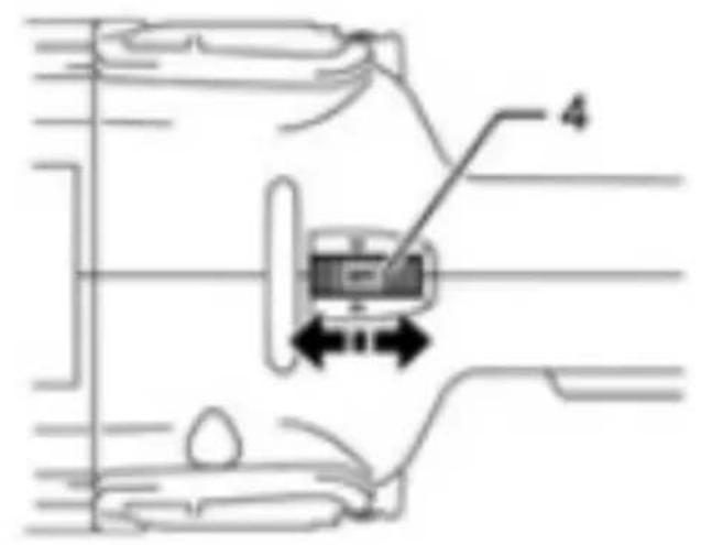Technical diagram showing a vehicle with labeled component '4' and directional arrows indicating movement or flow.