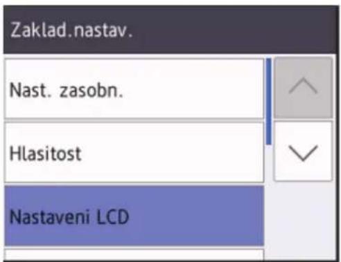 Zaklad.nastav. Nast. zasobn. Hlasitost Nastaveni LCD