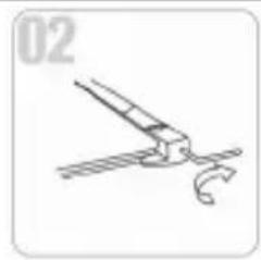 Simple line drawing of a tool or bracket with a curved handle and textured base (no text or symbols)