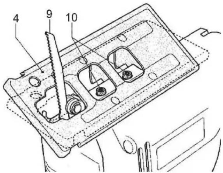 Technical diagram of a device's internal components with numbered parts labeled 4, 9, and 10