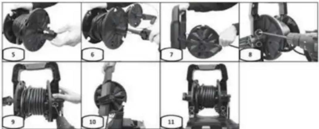 Sequence of industrial machinery steps showing mechanical assembly and maintenance, labeled 5 to 11 with numbered components.