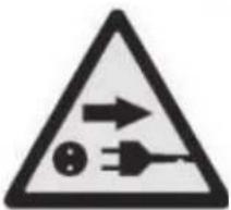 Warning sign depicting electrical hazard with current and voltage symbols