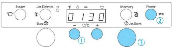 Steam Jet Defrost Stop 0 1 3 0 - O/B + Memory JetStart Power 罗笔 ② ① ③