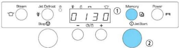 Steam Jet Defrost Stop 0 130 - ① Memory Power JetStart ②
