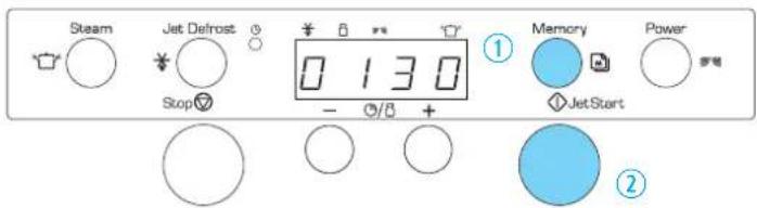 Steam Jet Defrost Stop 0 130 - ① Memory JetStart Power ②