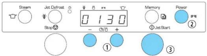 Steam Jet Defrost Stop 0 1 3 0 Memory JetStart Power ② ① ③