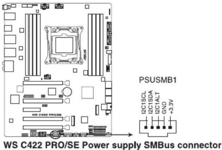 WS C422 PRO/SE Power supply SMBus connector PSUSMB1 I2C1SCL I2C1SDA I2C1ALT GND +3.3V