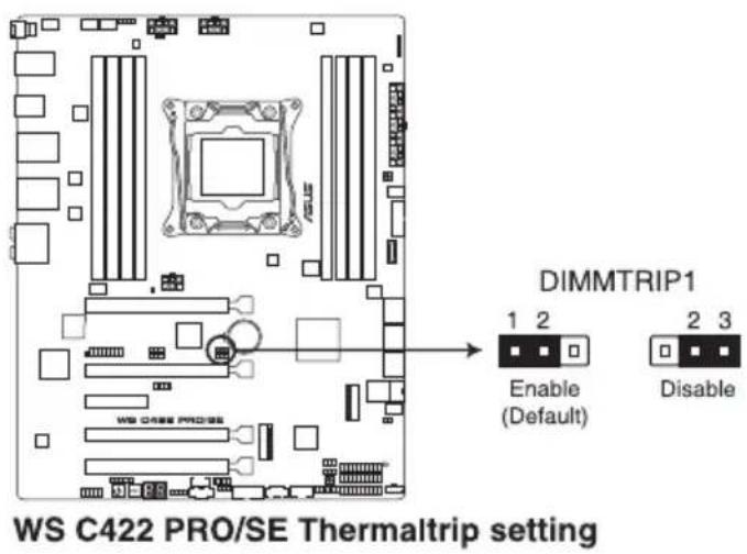 WS C422 PRO/SE Thermaltrip setting DIMMTRIP1 1 2 Enable (Default) 2 3 Disable
