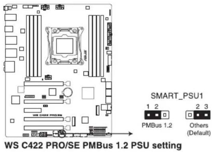 ASUS WS880T - PMBus 1.2 PSU 選擇跳線設定（3-pin SMART\_PSU1） - 1