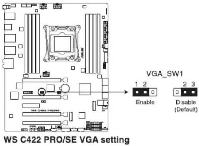 WS C422 PRO/SE VGA setting VGA_SW1 1 2 Enable Disable (Default)