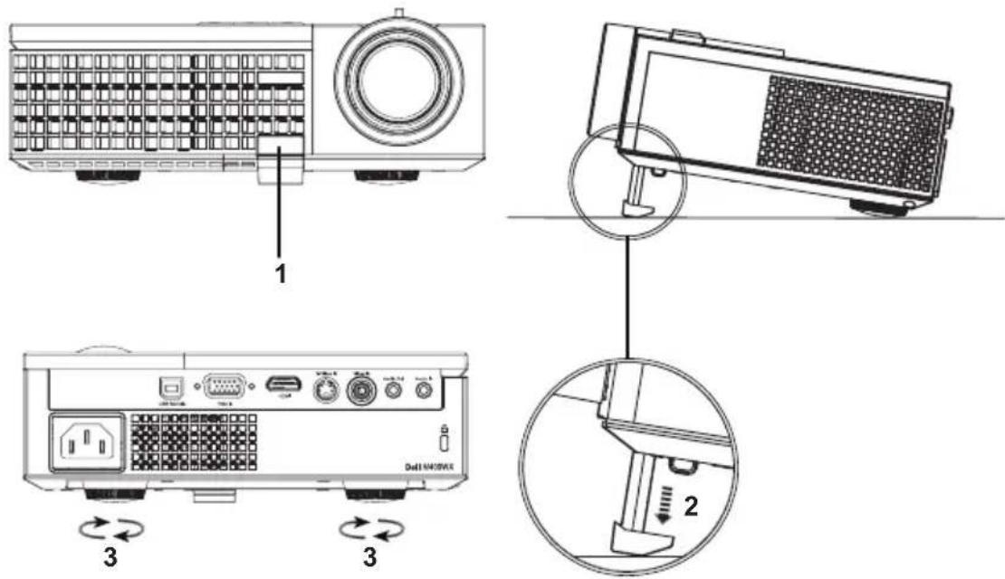 DELL M409WX - Snížení výšky projektoru - 1