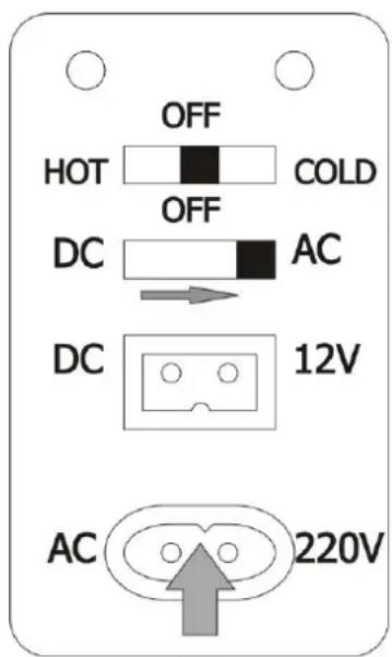 OFF HOT COLD OFF DC AC DC 12V AC 220V