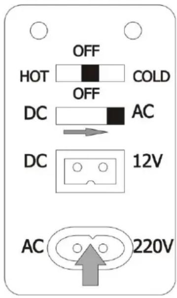 OFF HOT COLD DC AC DC 12V AC 220V