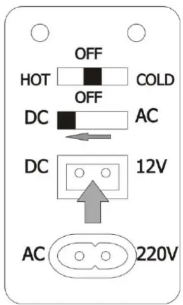 OFF HOT COLD OFF DC AC DC 12V AC 220V