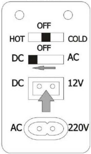 OFF HOT COLD OFF DC AC DC 12V AC 220V