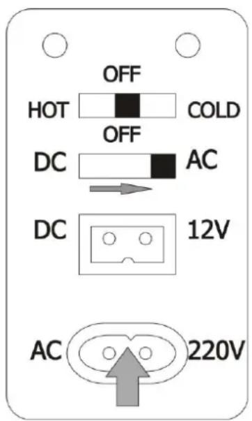 OFF HOT COLD OFF DC AC DC 12V AC 220V