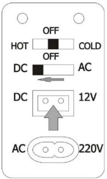 OFF HOT COLD OFF DC AC DC 12V AC 220V