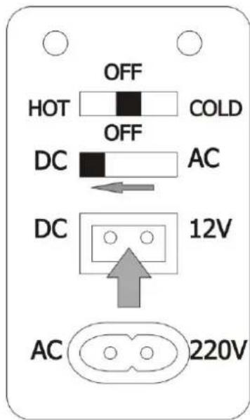 OFF HOT COLD DC AC DC 12V AC 220V