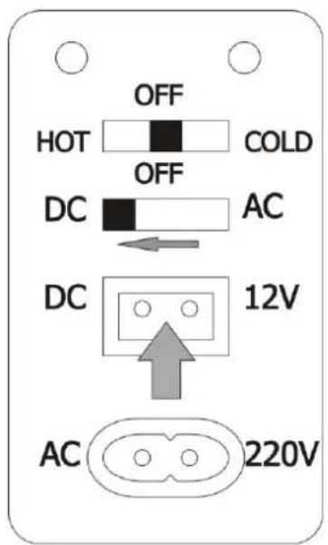 OFF HOT COLD OFF DC AC DC 12V AC 220V