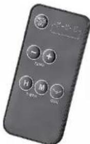 Close-up of a remote control device with labeled buttons including 'Tens', 'H', 'M', and 'O'