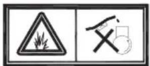 Warning symbol image showing a triangular warning triangle and a crossed-out magnifying glass icon with a circular symbol.
