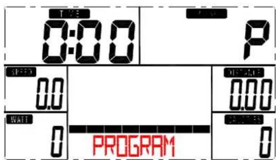 TIME 0:00 P SPEED 0.0 WATT 0 PROGRAM 0 DISTANCE 0.00 CLOSURE 0
