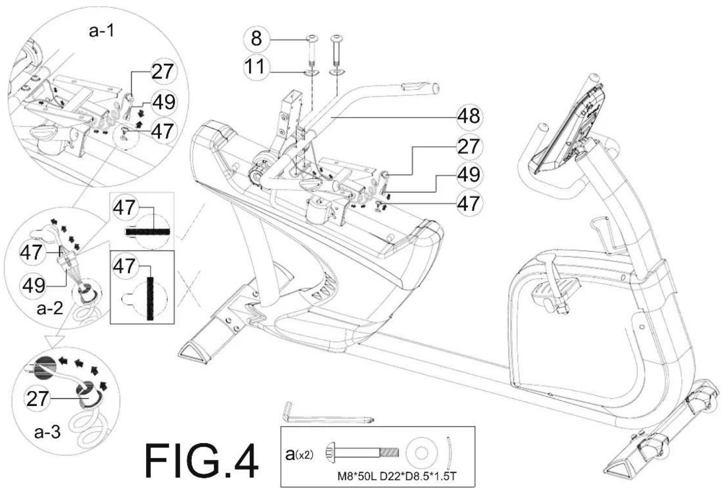 a-1 27 49 47 8 11 47 47 47 49 a-2 a-3 27 a-3 47 48 27 49 47 a(x2) M8*50L D22*D8.5*1.5T FIG.4