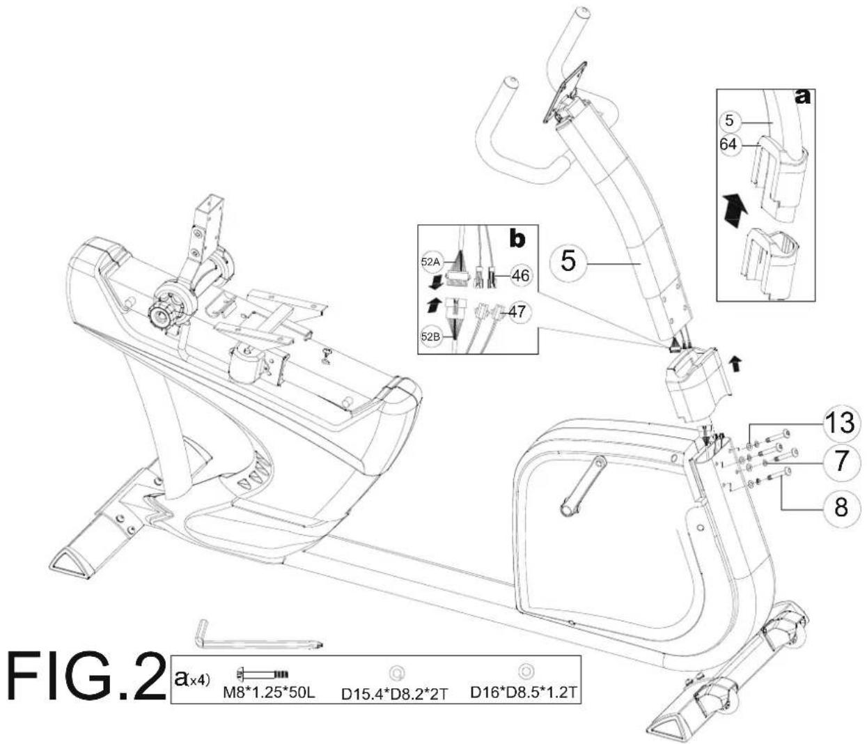 FIG.2 a(x4) M8*1.25*50L D15.4*D8.2*2T D16*D8.5*1.2T b 52A 46 52B 47 5 64 a 13 7 8