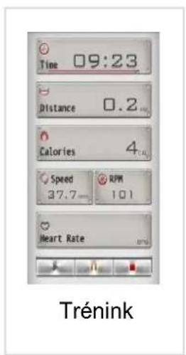 Time 09:23 Distance 0.2 Calories 4 Speed RPM 37.7 101 Heart Rate Trénink