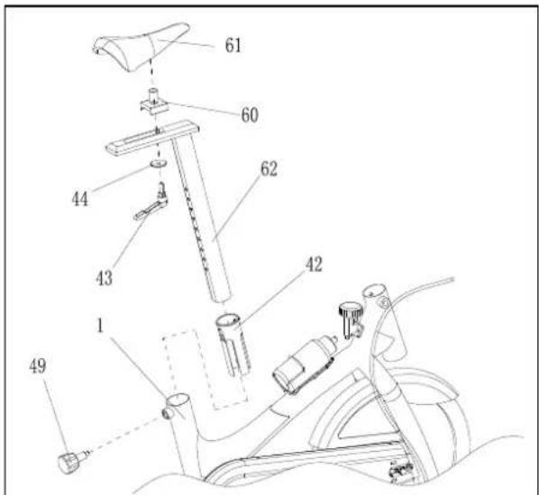 Technical diagram of a mechanical device with numbered components, likely for assembly or maintenance reference.