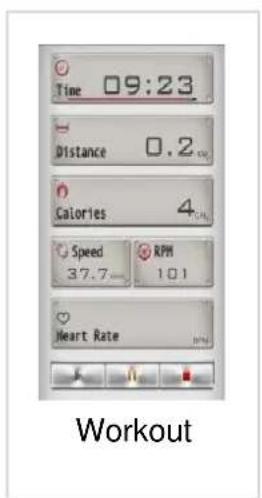 Time 09:23 Distance 0.2 Calories 4 Speed 37.7 RPM 101 Heart Rate Workout