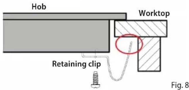 Hob Worktop Retaining clip Fig. 8