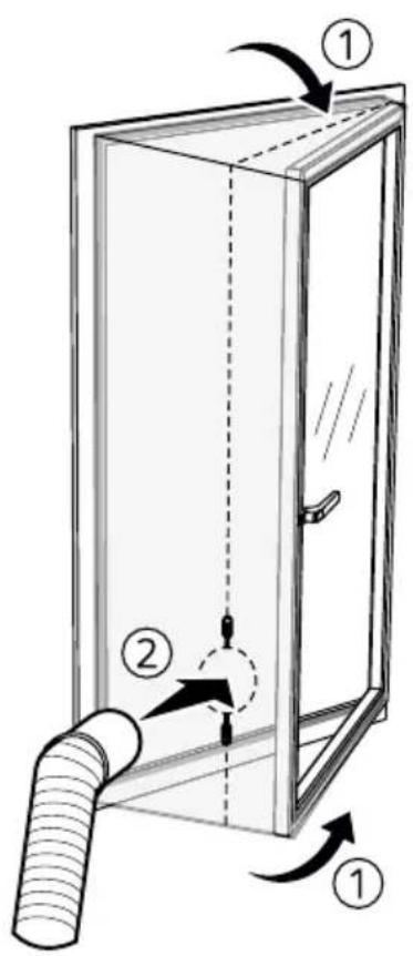 Diagram illustrating a mechanical or electrical device with labeled components and directional arrows indicating motion or force.