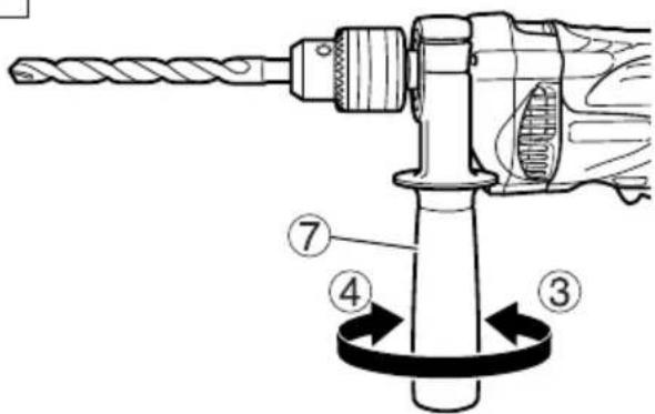 Technical diagram of a drill bit with numbered parts indicating working principle