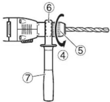 Technical diagram of a drill bit with numbered parts for identification
