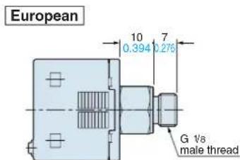 European 10 0.394 7 0.276 G 1/8 male thread
