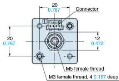 20 0.787 Connector 20 0.787 12 0.472 M5 female thread M3 female thread, 4 0.157 deep